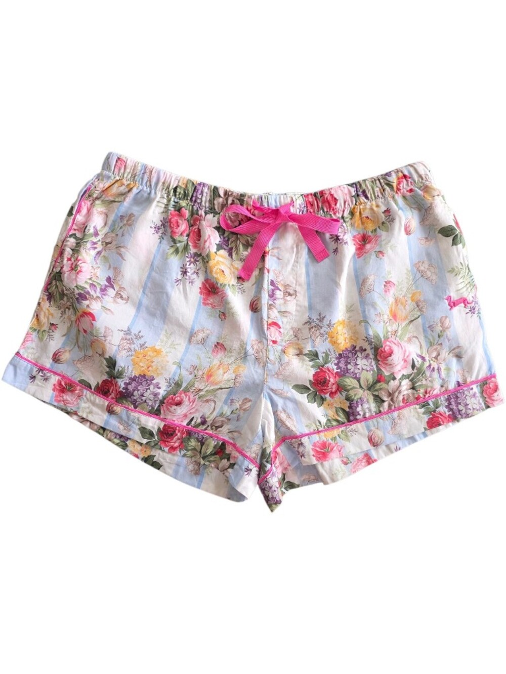Peter Alexander Pastel Floral And Stripes Sleep Shorts Size Medium-Large